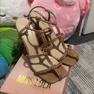 Miss Lola Tan Knotted Heels